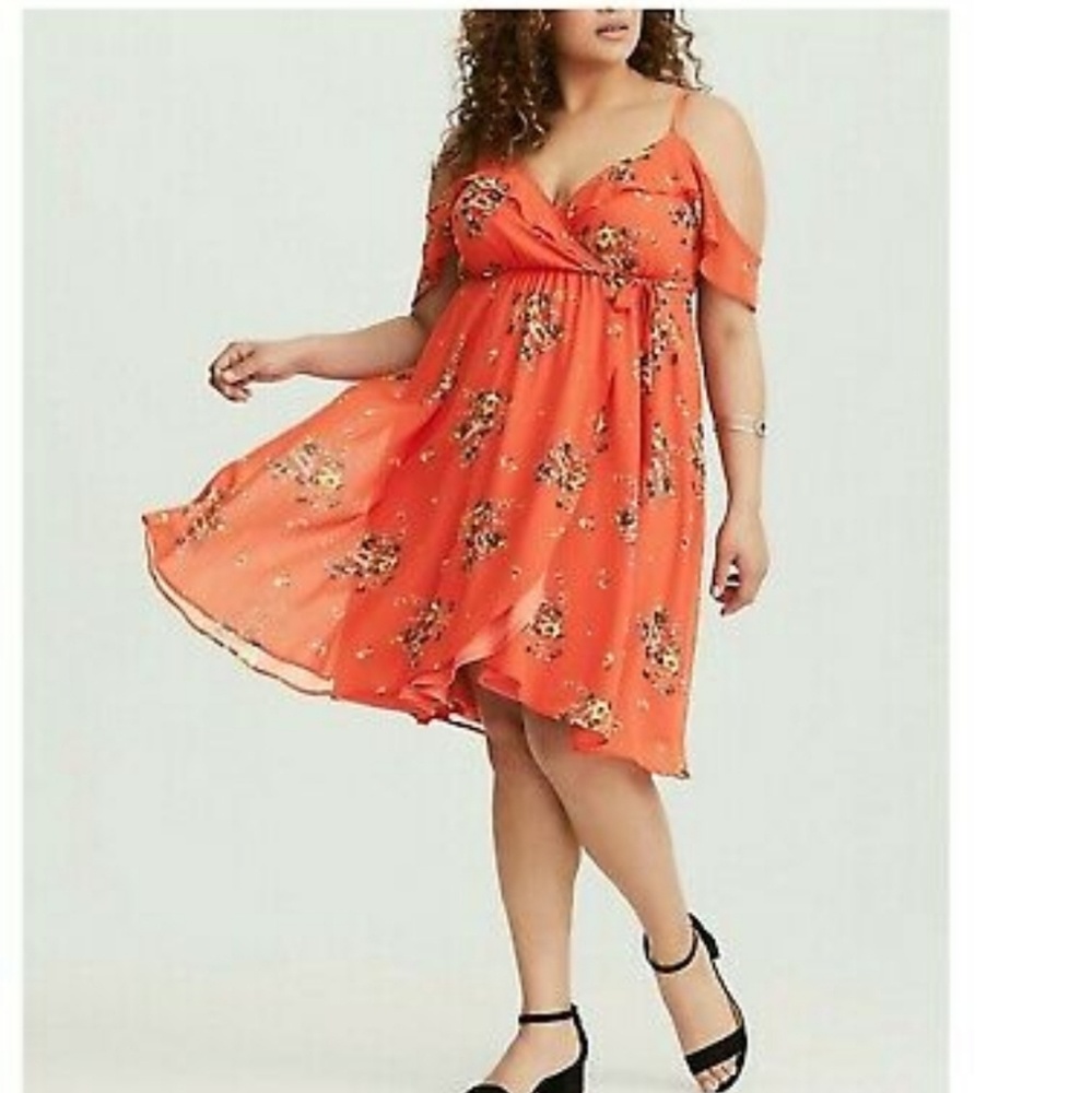 Torrid Cold Shoulder Wrap Dress